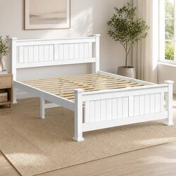 Get Cozy with Our Friendly Double Bed Frame in White