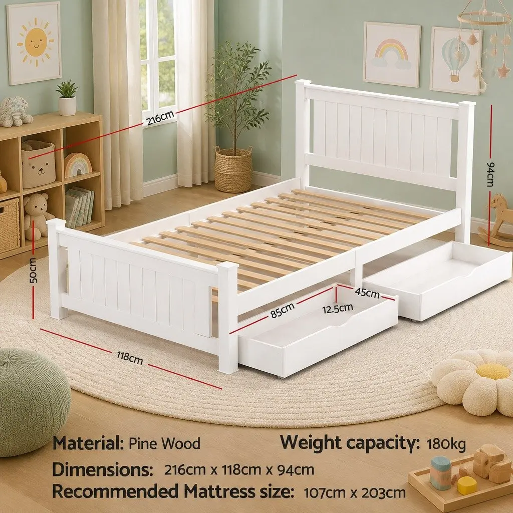 King Single Bed Frame with Storage Solutions