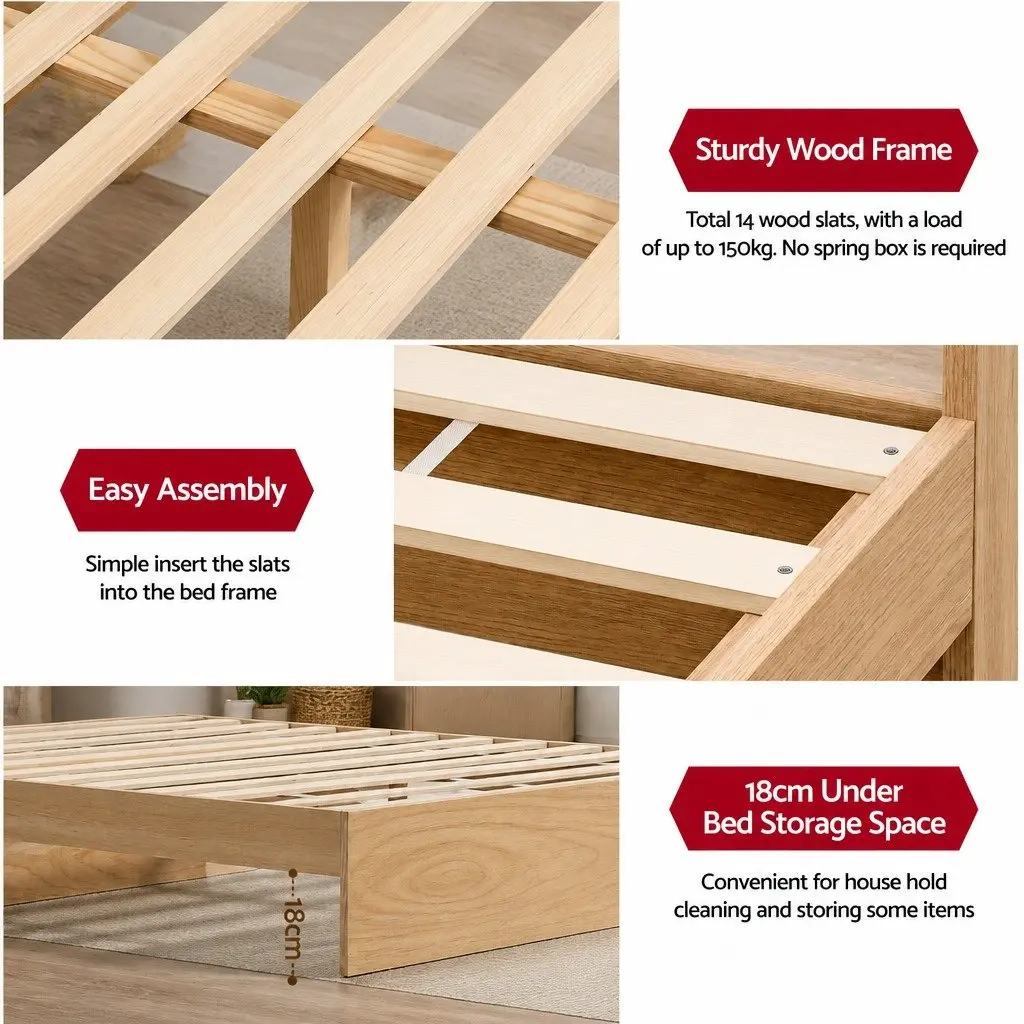 Single Bed Frame with Storage Drawers and USB Charging Ports Wooden Slat Platform 211 x 95 x 70cm