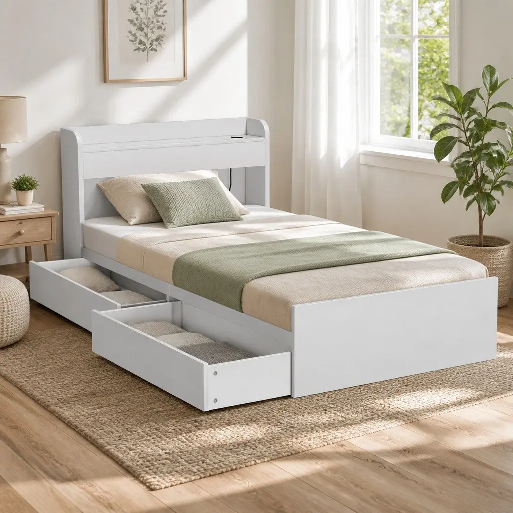 Single Bed Frame with USB Ports