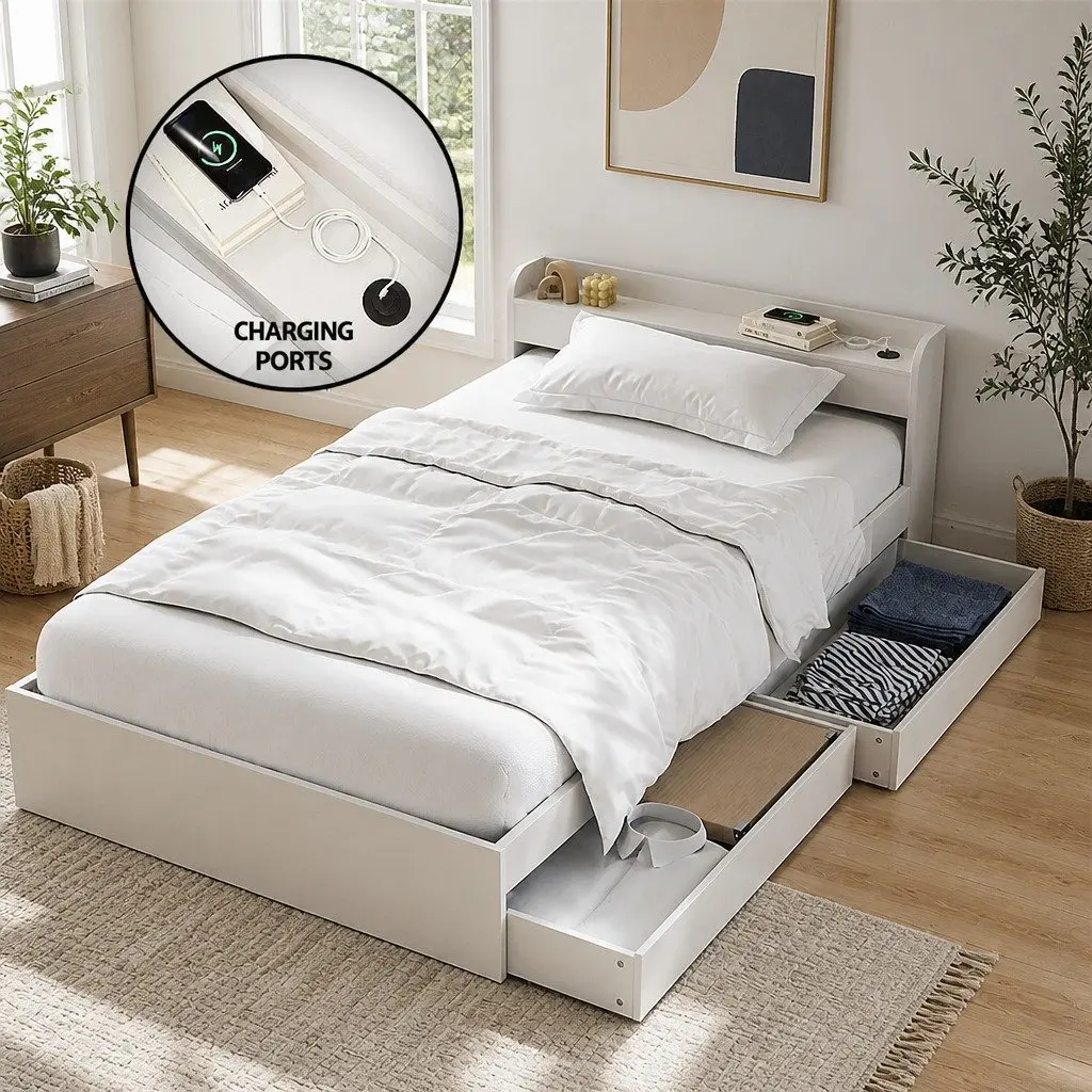 Single Bed Frame with USB Ports