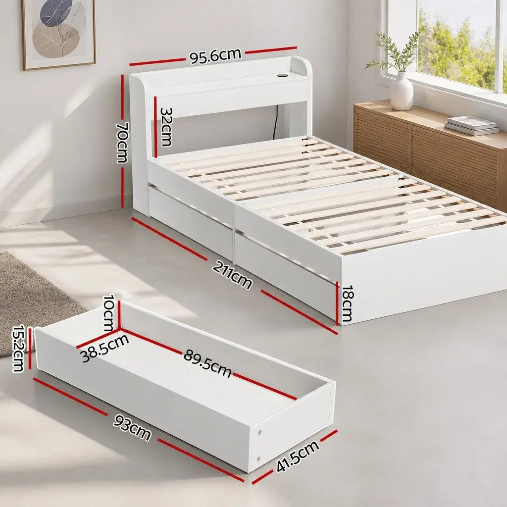 Single Bed Frame with USB Ports