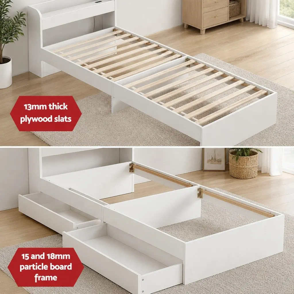 Single Bed Frame with USB Ports