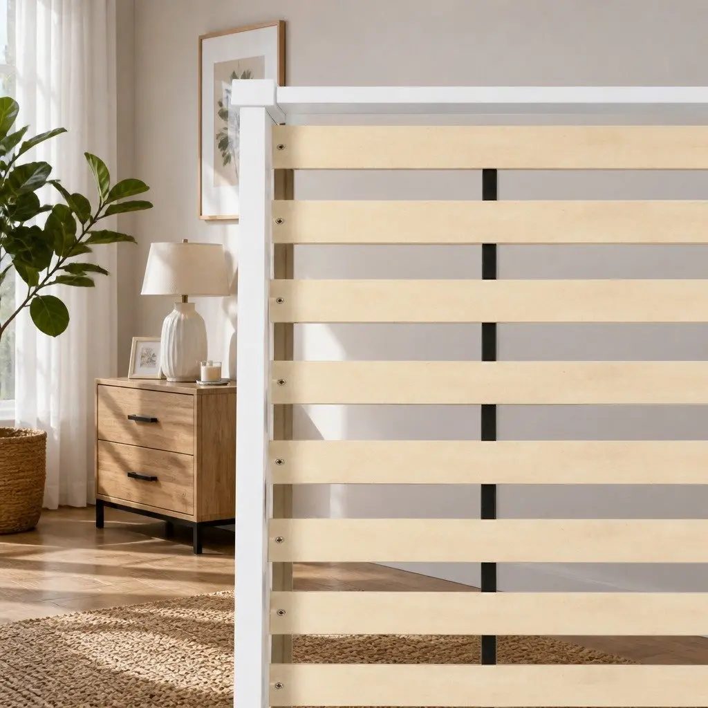 King Single Bed Frame White Wooden Pine Storage Underneath Central Support