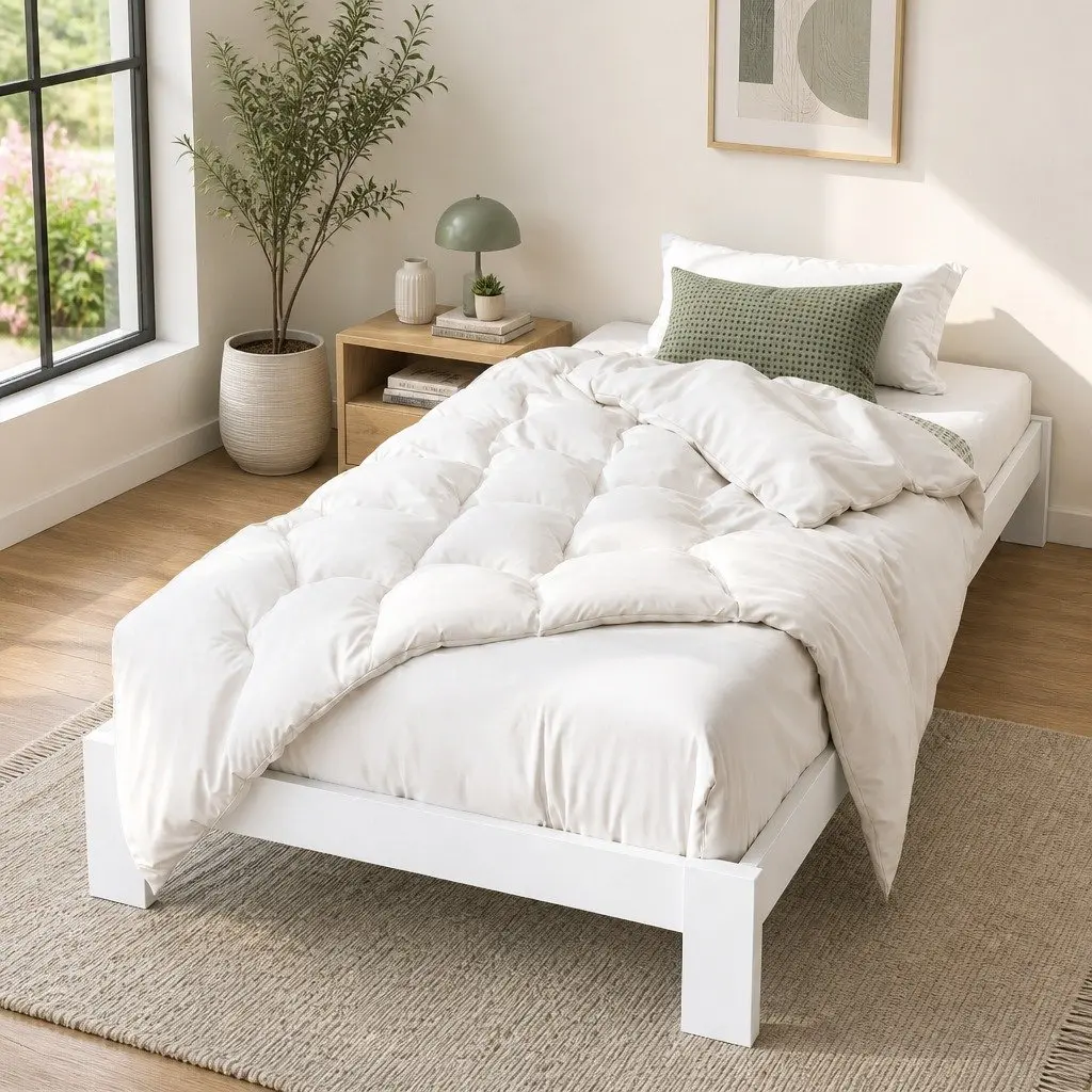 Single Bed Frame White Wooden Pine Slat Storage Bedroom Furniture Australian