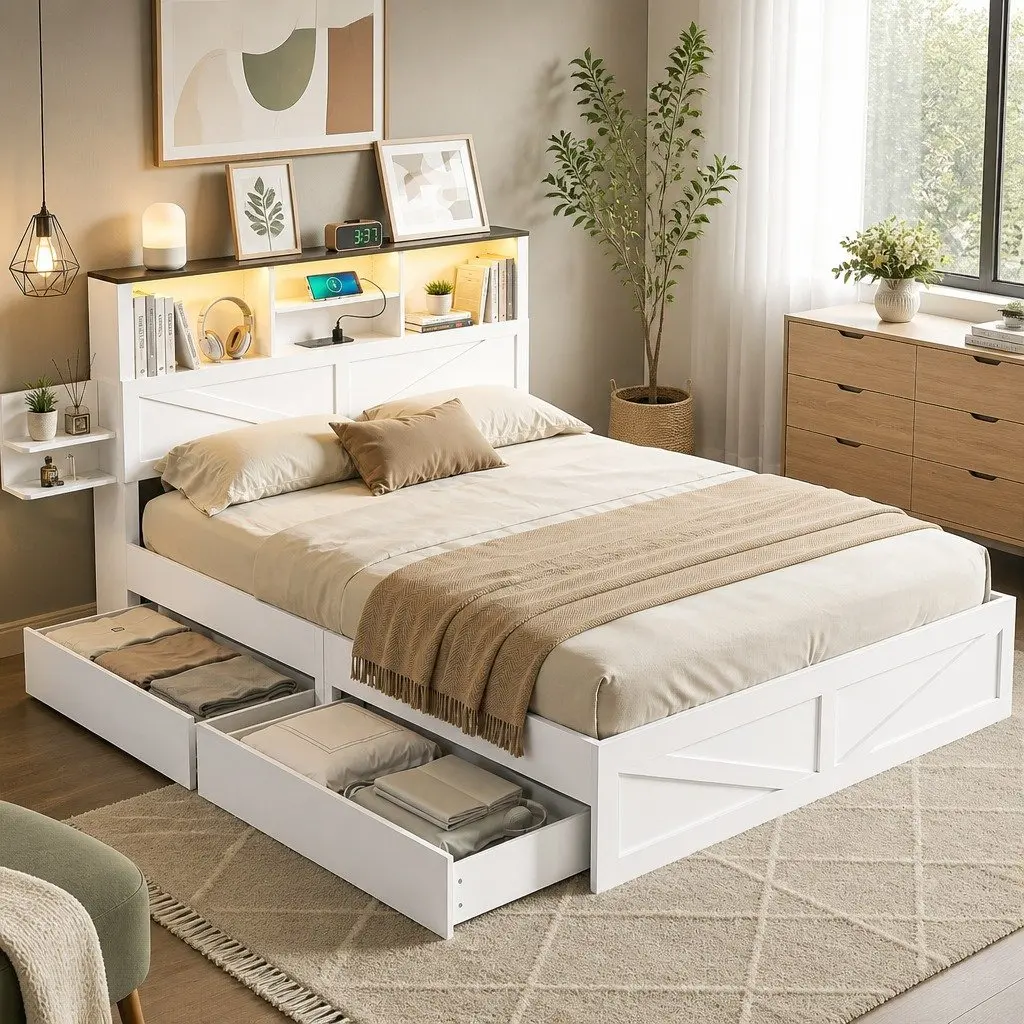 Double Bed Frame with Storage Solutions