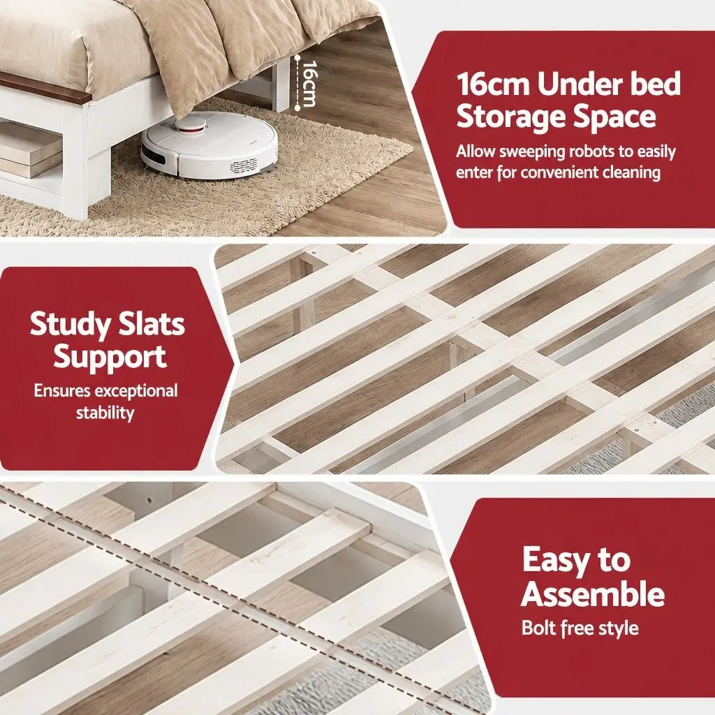 Queen Bed Frame with Storage and Charging Options