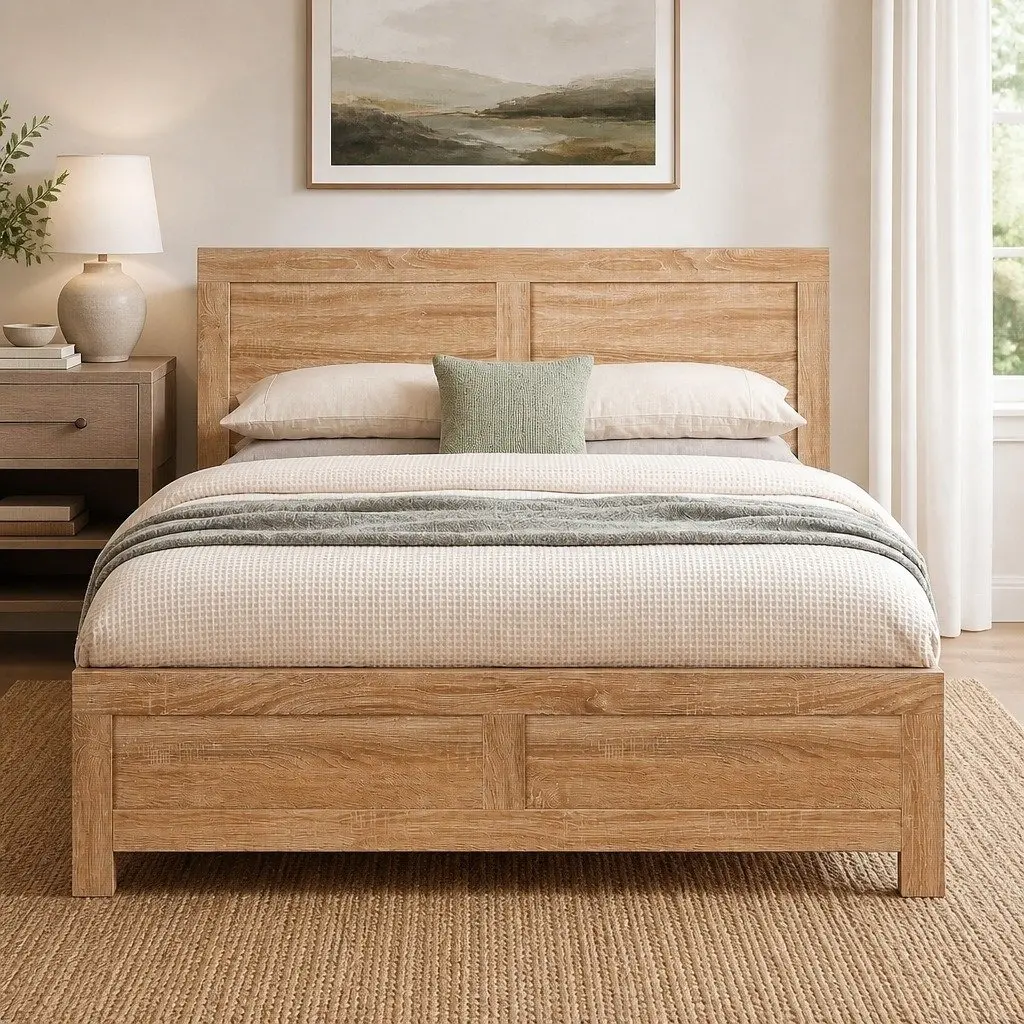 King Single Bed Frame Wooden Base Sturdy Construction 122cm W x 210cm L x 90cm H