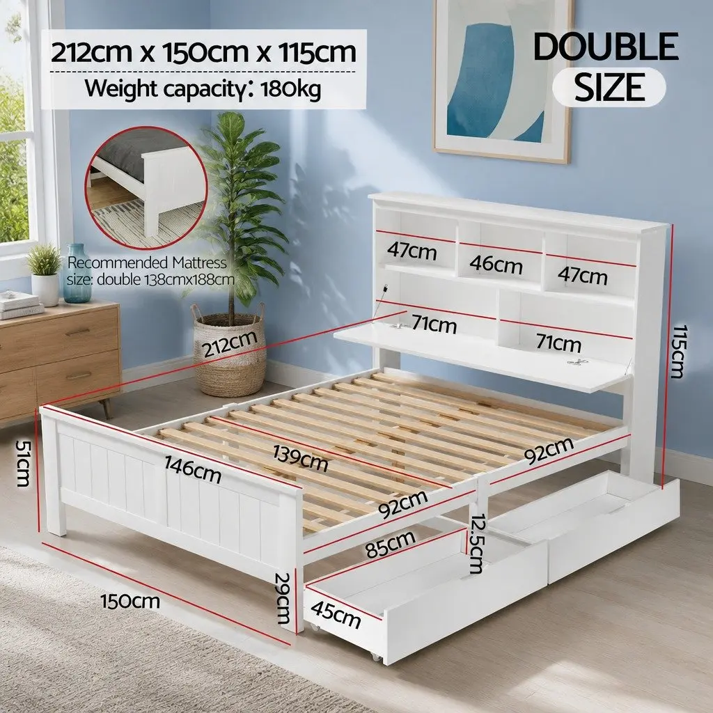 Double Bed Frame with Storage