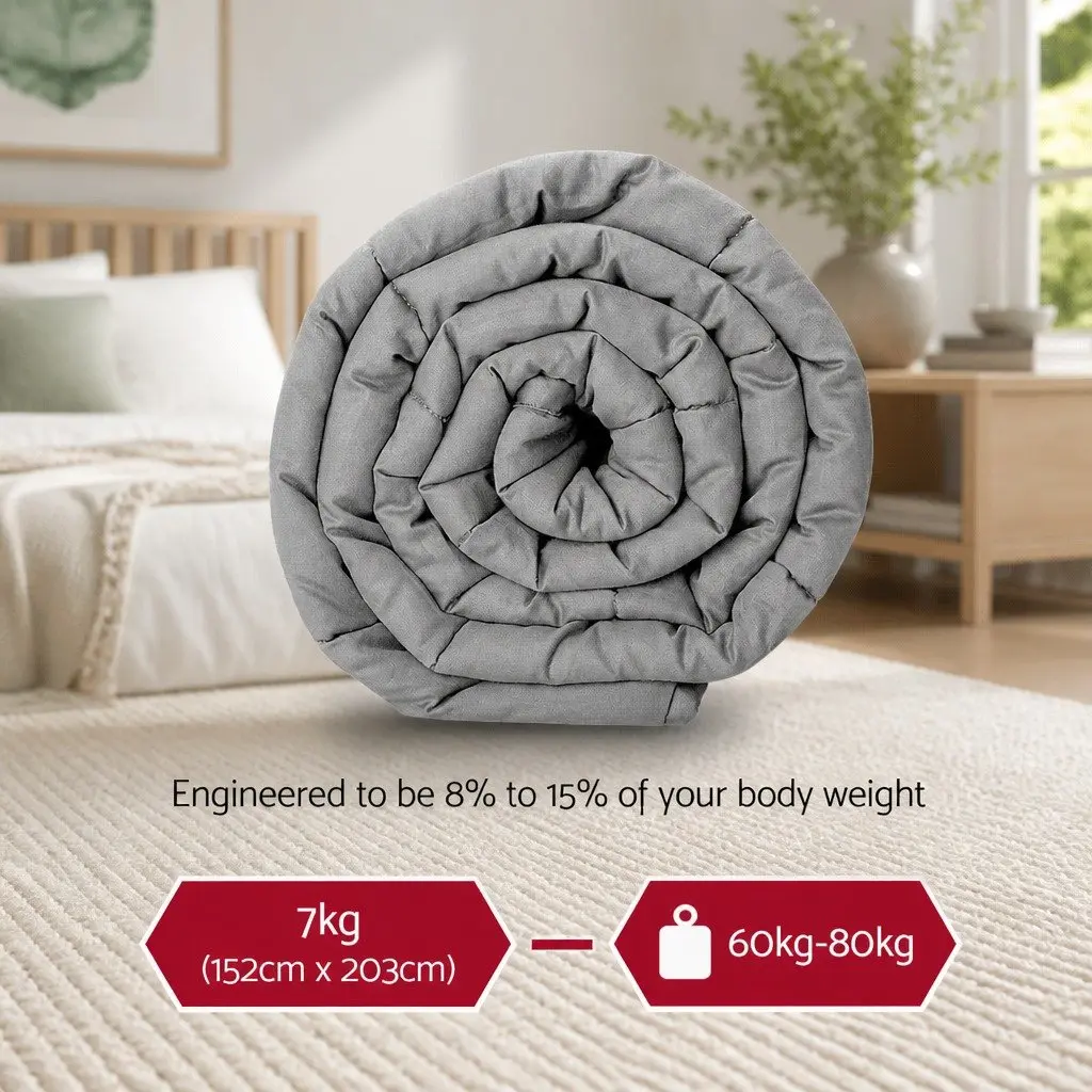 Weighted Blanket 7kg Grey Deep Sleep Pressure Therapy Relaxation Comfort