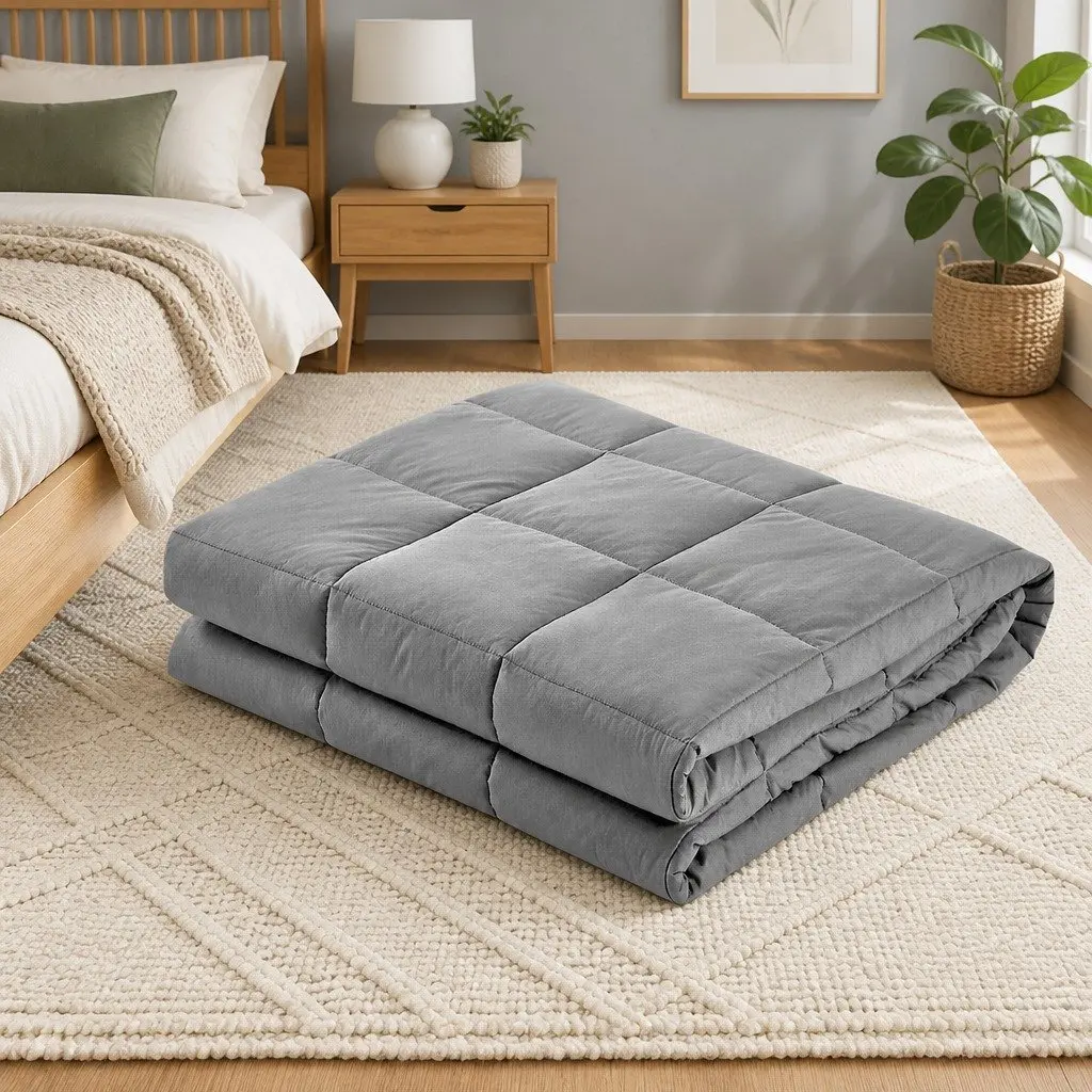 Weighted Blanket 7kg Grey Deep Sleep Pressure Therapy Relaxation Comfort