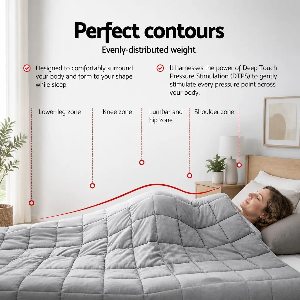 Weighted Blanket 7kg Grey Deep Sleep Pressure Therapy Relaxation Comfort