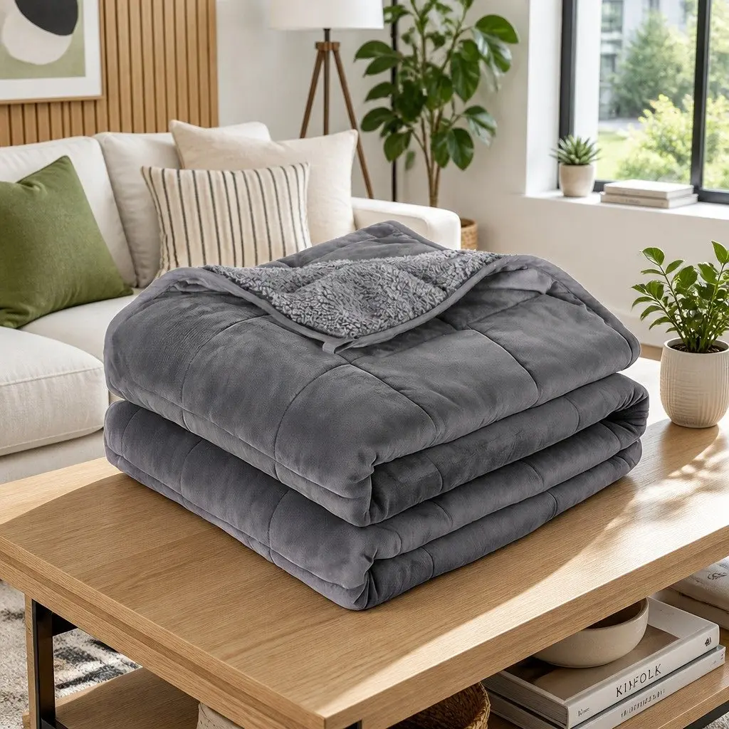Weighted Blanket Dual Sided Fleece Sherpa 9KG Grey