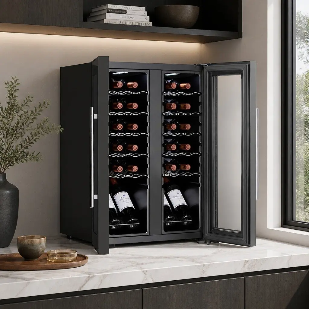 Dual Zone Wine Cooler 24 Bottle Black Compressor with Digital Control