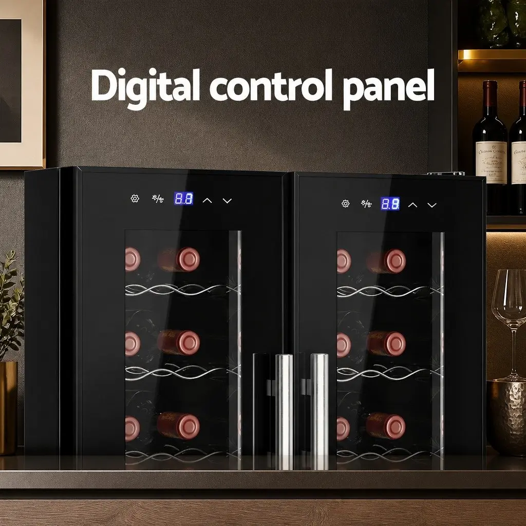 Dual Zone Wine Cooler 24 Bottle Black Compressor with Digital Control