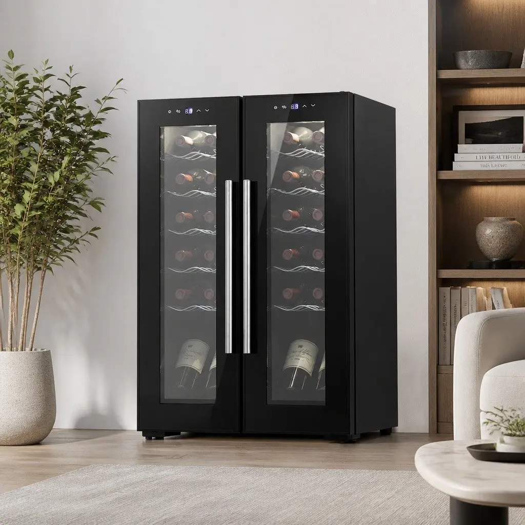 Dual Zone Wine Cooler 24 Bottle Black Compressor with Digital Control