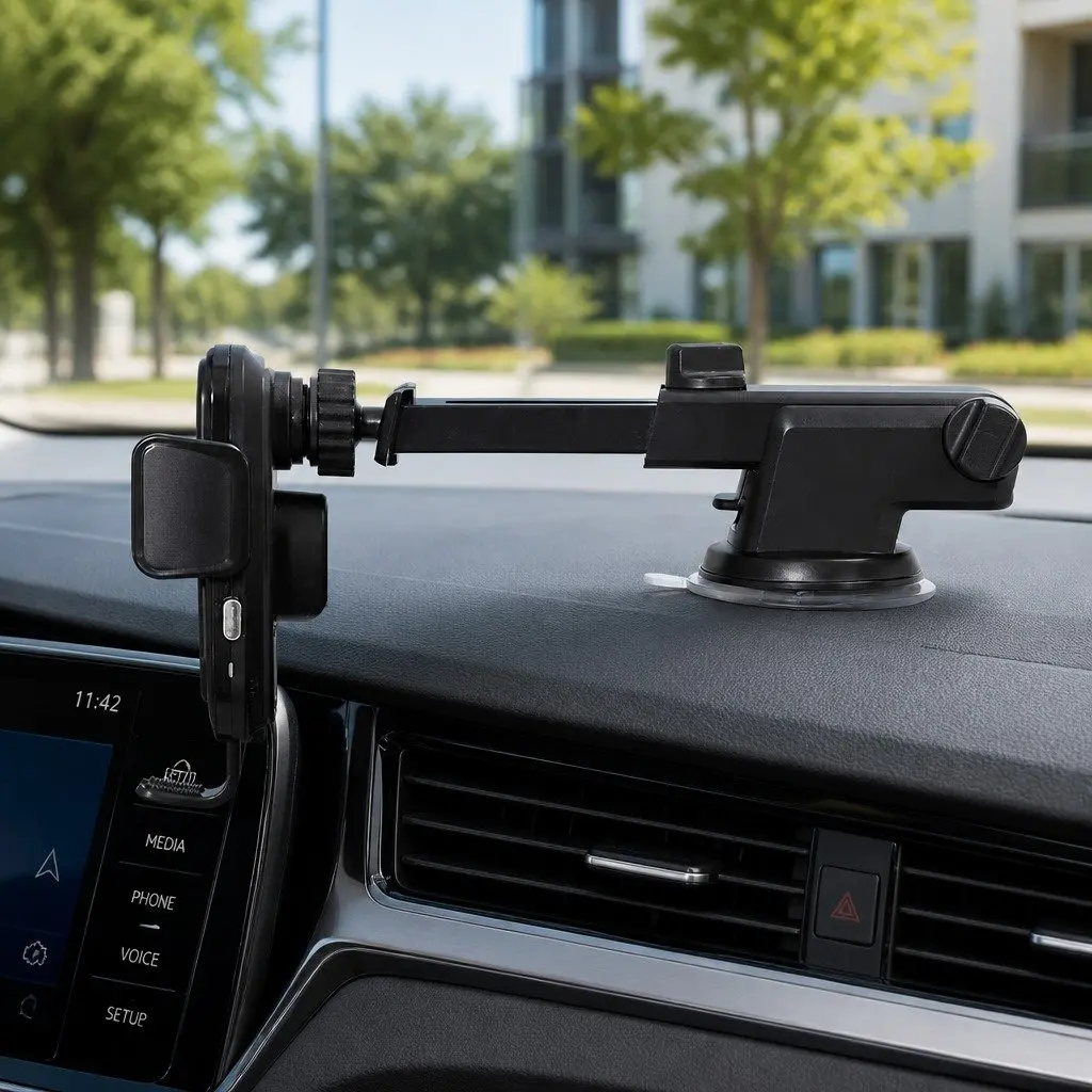 Wireless Charger Mount Black Fast Charging 15W Suction Cup for Phone Vent Holder