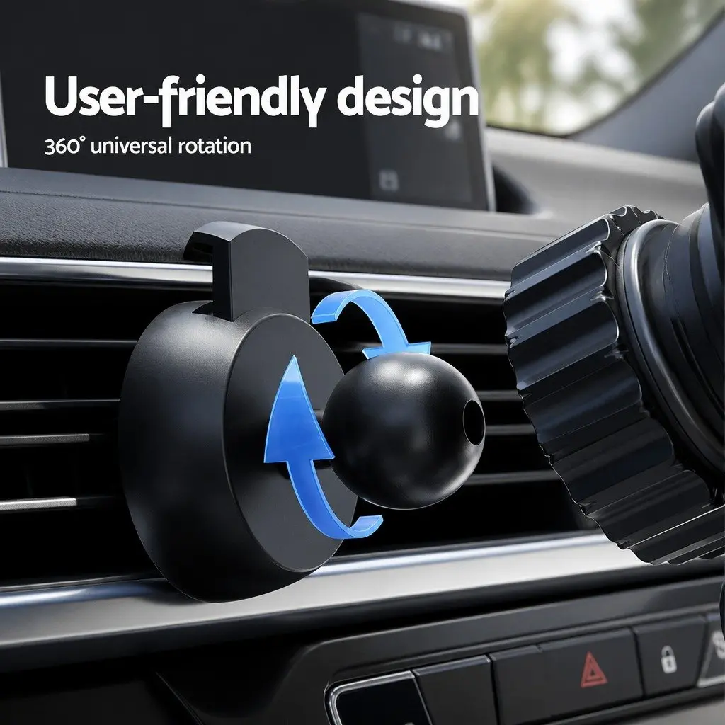 Wireless Charger Mount Black Fast Charging 15W Suction Cup for Phone Vent Holder