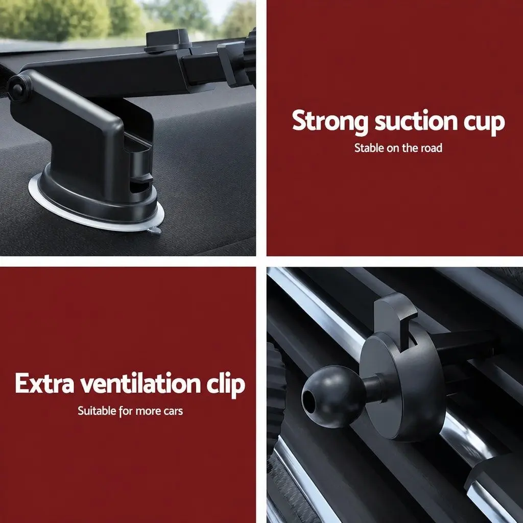 Wireless Charger Mount Black Fast Charging 15W Suction Cup for Phone Vent Holder