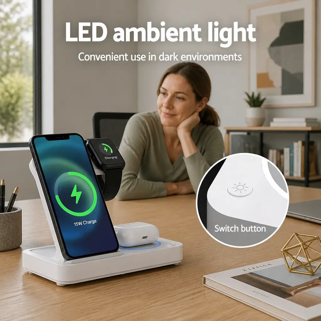 4-in-1 Wireless Charging Dock for Easy Device Charging