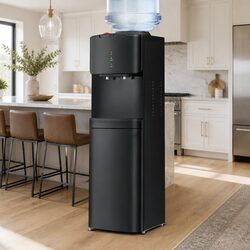 Water Cooler Dispenser Stand Top Loading Hot Cold Dual Taps Black Kitchen