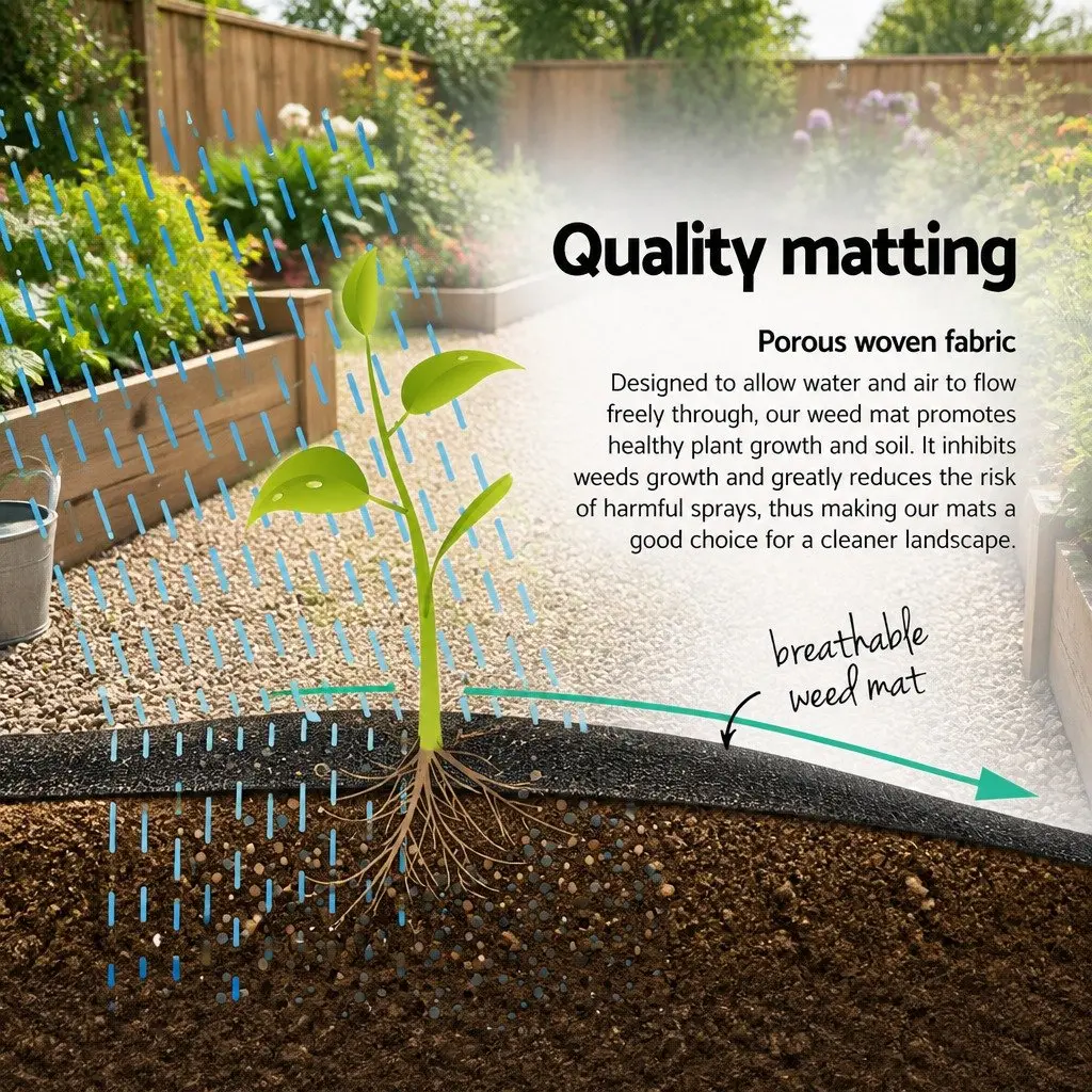 Weed Control Mat UV Resistant 0.915m x 100m Roll Black