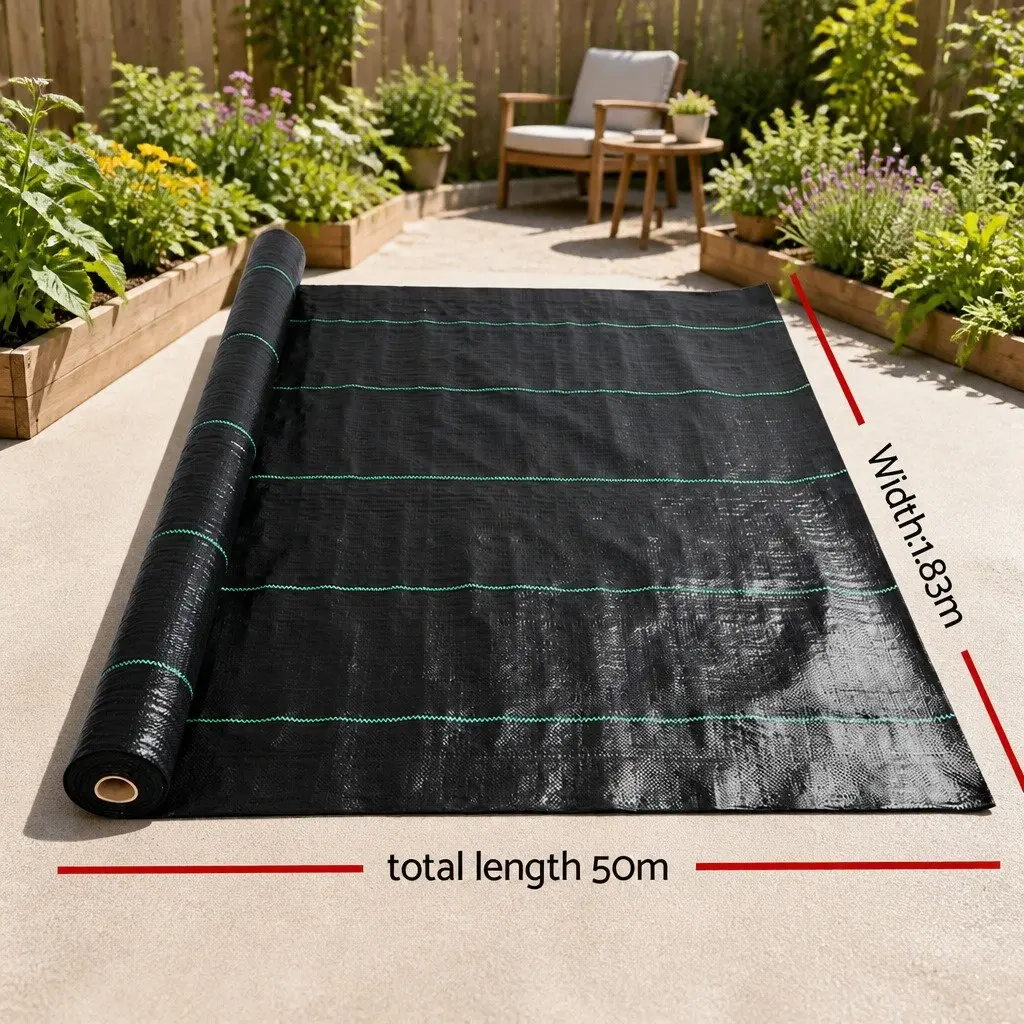 Weed Mat Woven Fabric 1.83m x 50m Black Garden Plant Control UV Resistant Porous