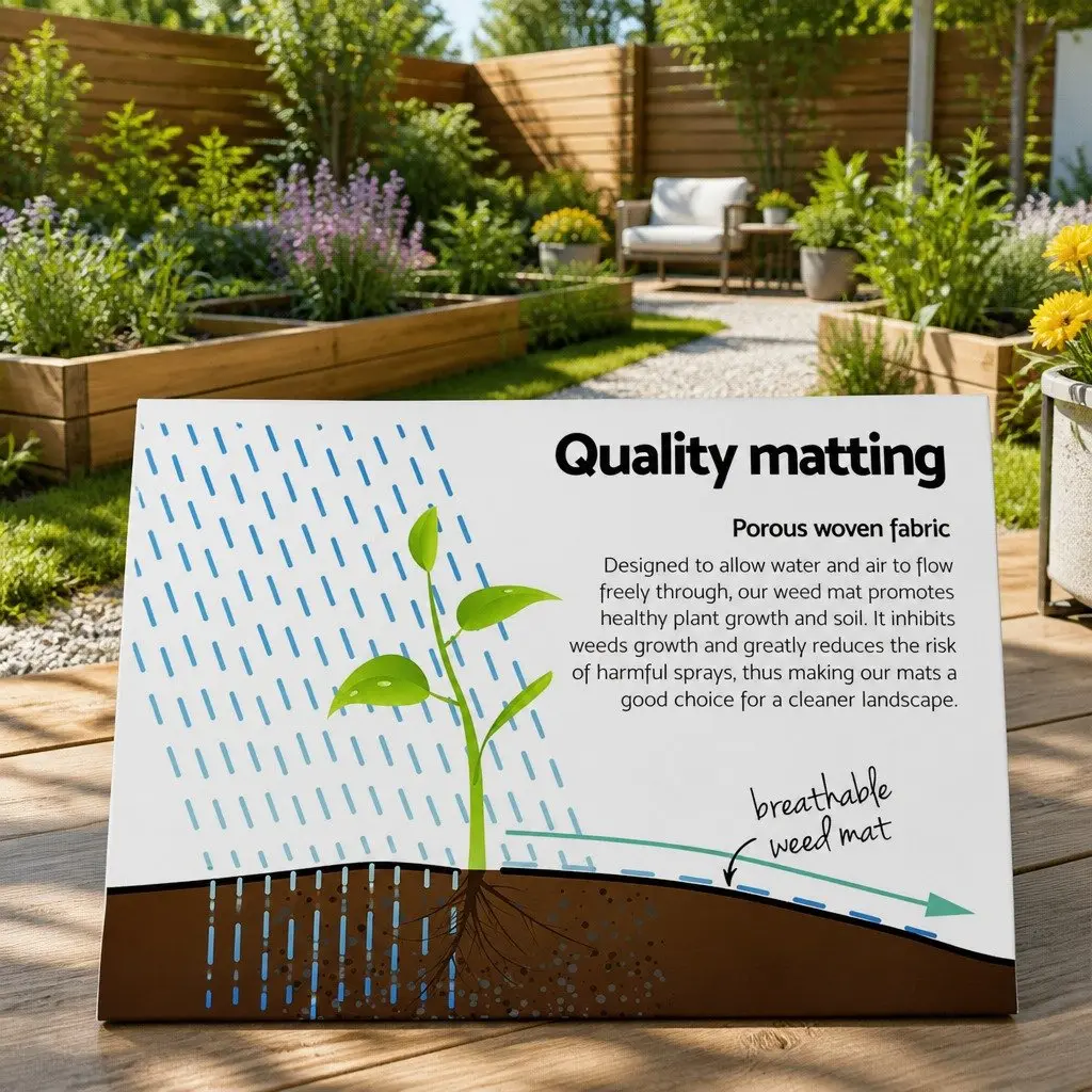 Weed Mat Woven Fabric 1.83m x 50m Black Garden Plant Control UV Resistant Porous