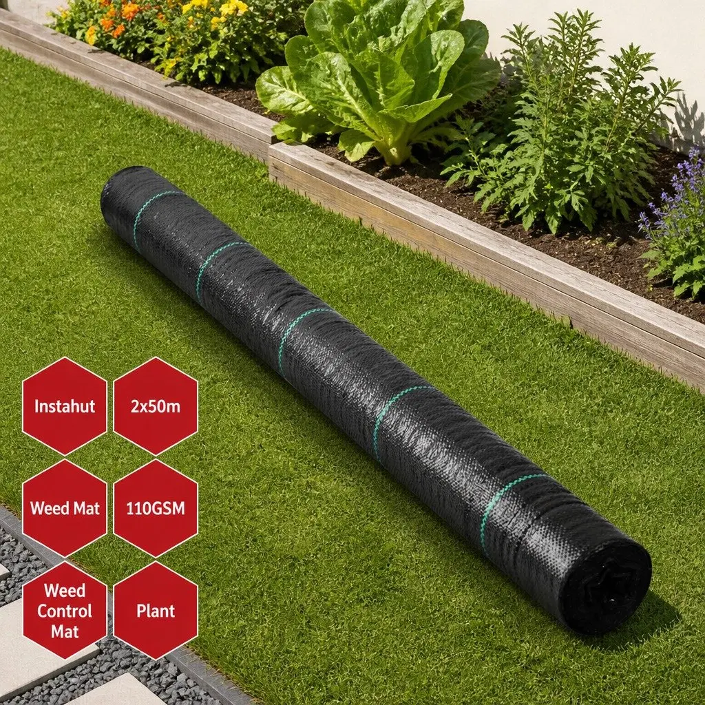 Weed Control Mat 2m x 50m 110GSM Heavy Duty Garden Weed Suppressant Black Roll