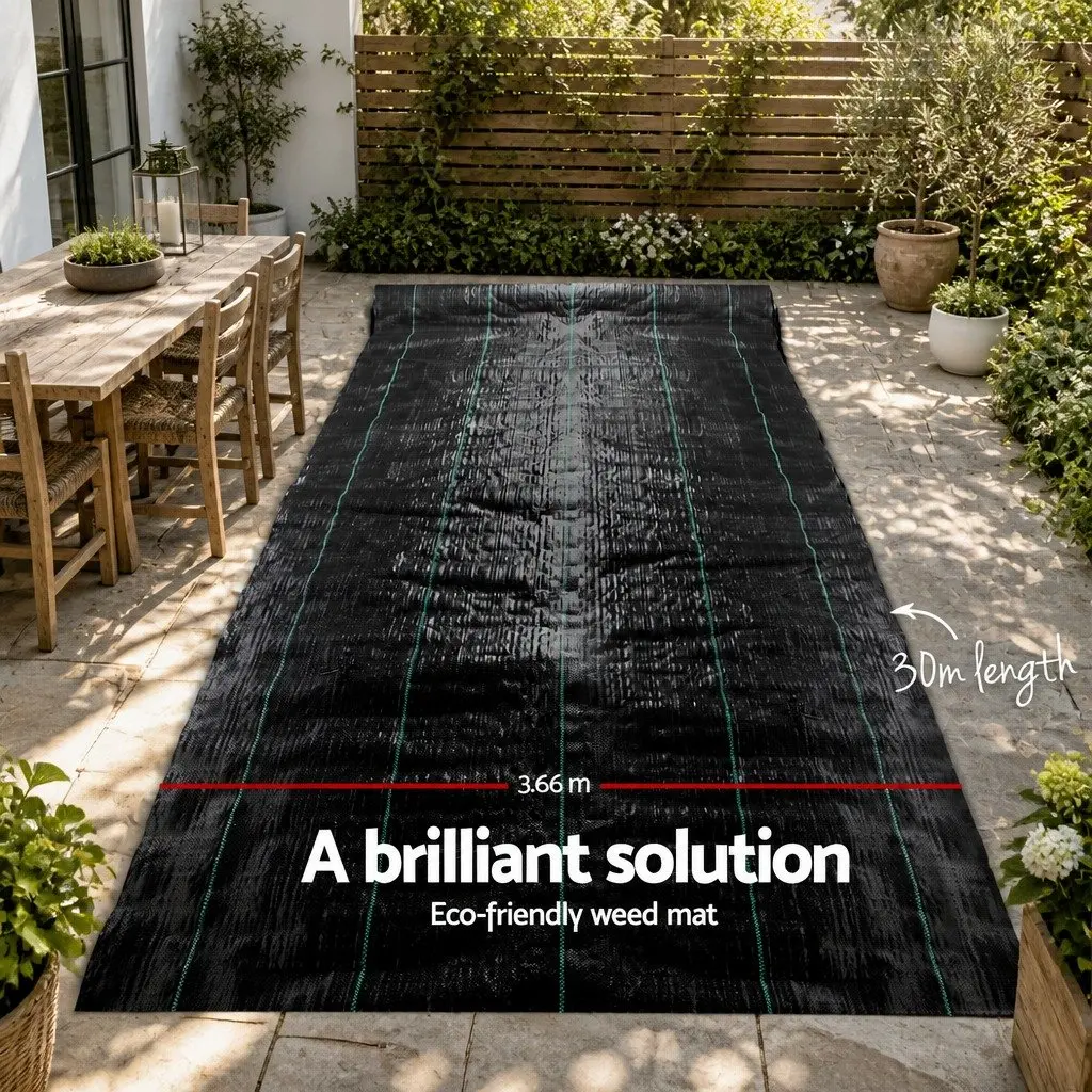 Weed Control Mat UV Resistant 3.66m x 30m Black Woven Fabric Porous