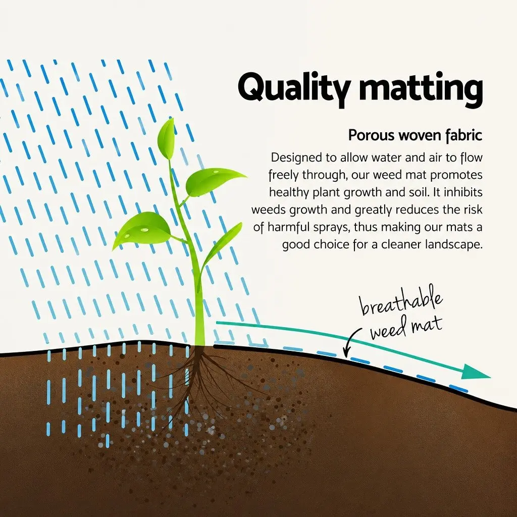 Weed Control Mat Heavy-Duty UV Resistant 3.66m x 50m Black Woven Fabric