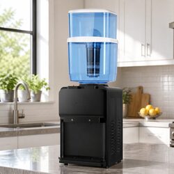 Water Cooler Dispenser Bench Top 22L Black Blue Filtration Kitchen Appliance