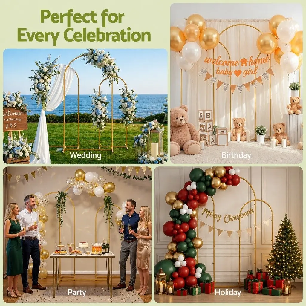 3-Piece Wedding Arch Backdrop Set