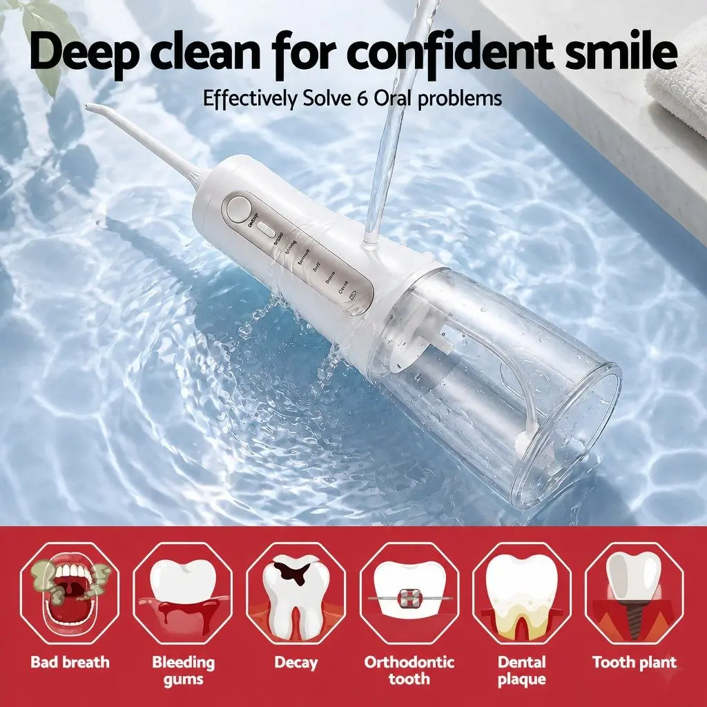 Cordless Water Flosser Rechargeable Oral Irrigator 350ml Tank