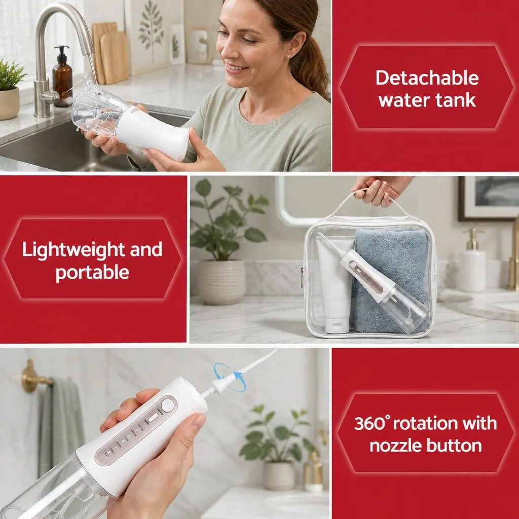Cordless Water Flosser Rechargeable Oral Irrigator 350ml Tank