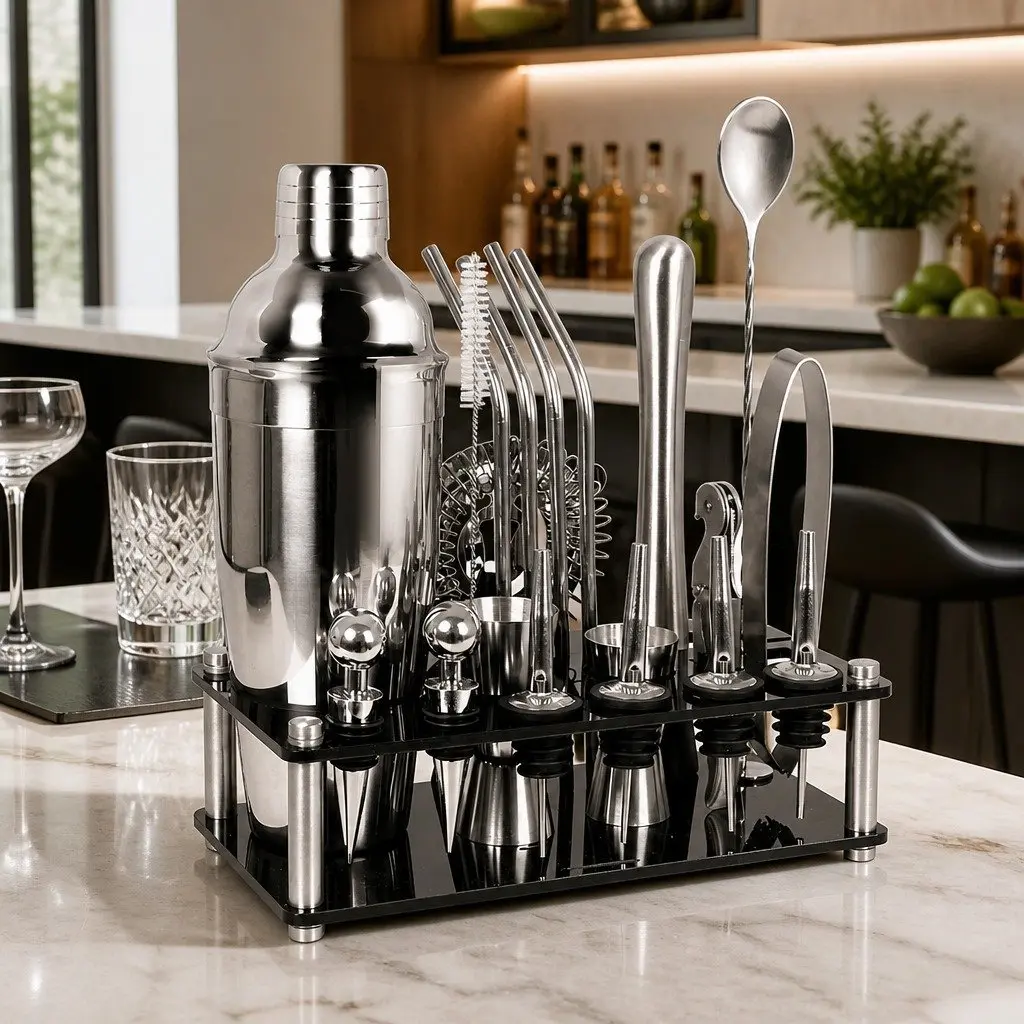 Cocktail Shaker Set 20 Piece Professional Bartending Kit 750ml Mixer for Home Bar