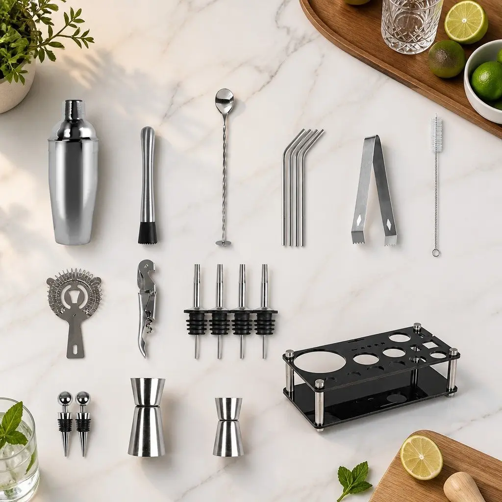 Cocktail Shaker Set 20 Piece Professional Bartending Kit 750ml Mixer for Home Bar