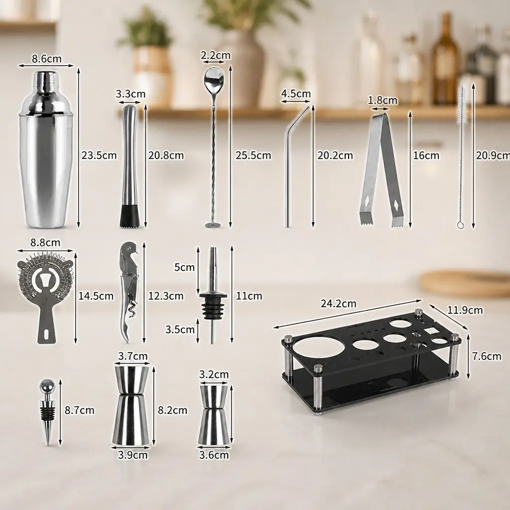 Cocktail Shaker Set 20 Piece Professional Bartending Kit 750ml Mixer for Home Bar