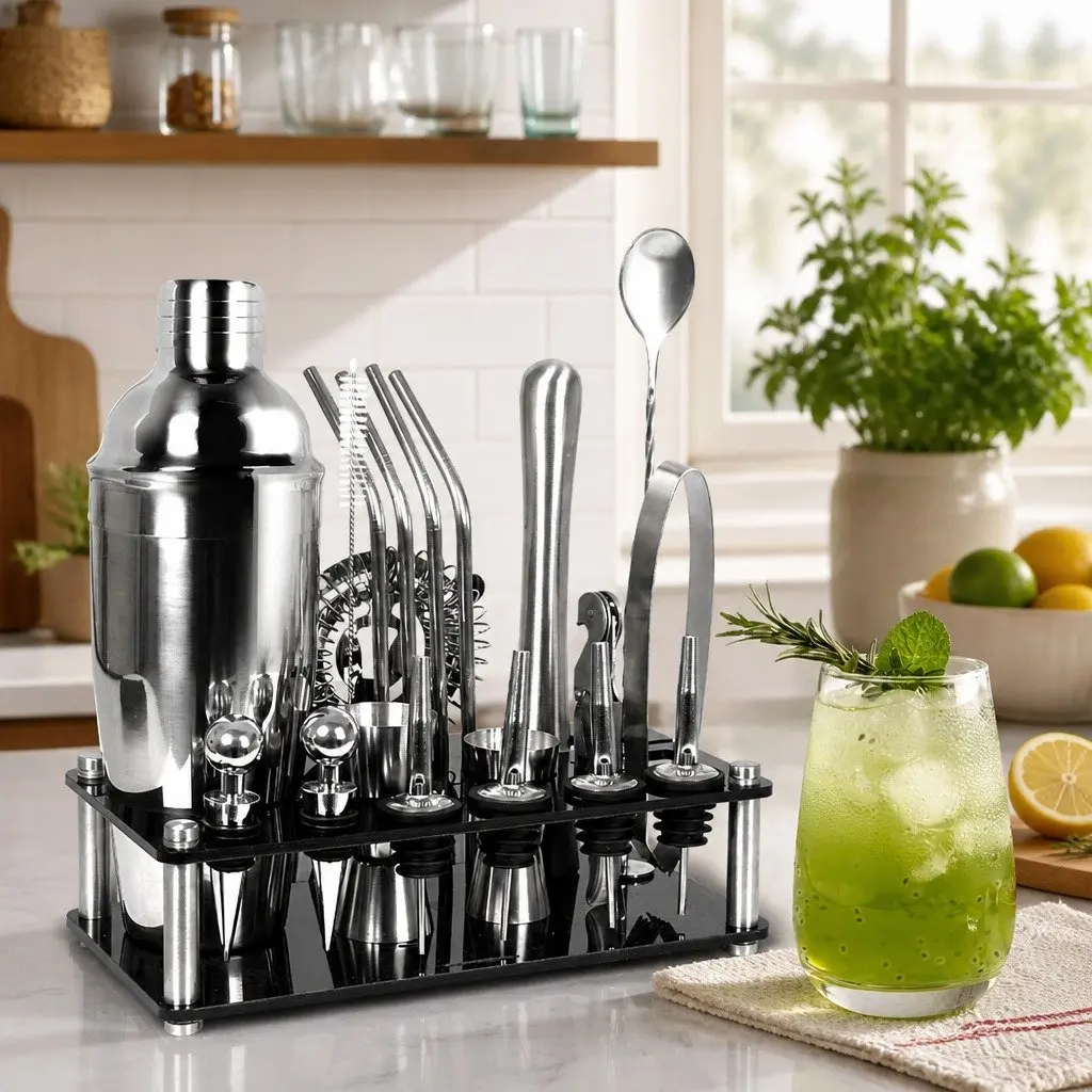 Cocktail Shaker Set 20 Piece Professional Bartending Kit 750ml Mixer for Home Bar