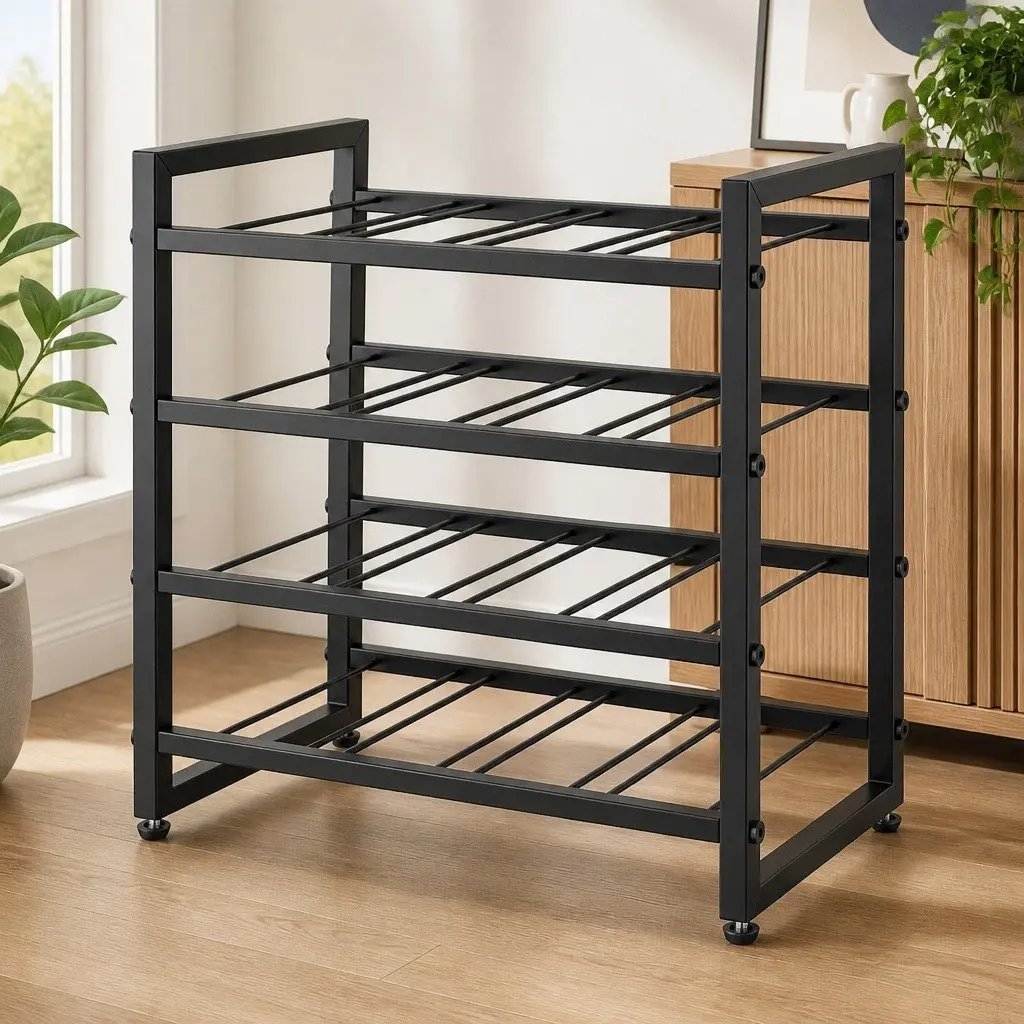 Wine Rack 16 Bottle 4-Tier Metal Storage Display Organizer Adjustable Feet