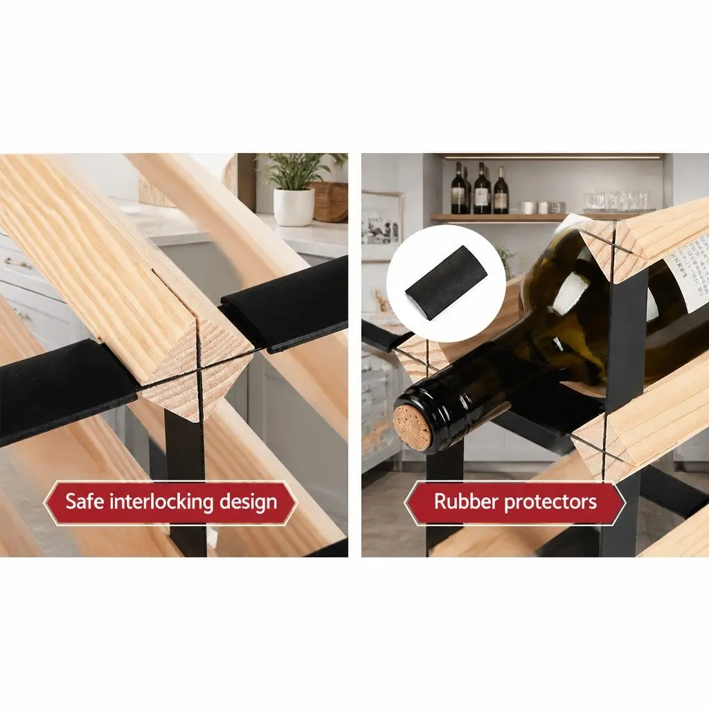 Wine Rack Sturdy Pine Wood Steel Frame 110 Bottle Storage Holder