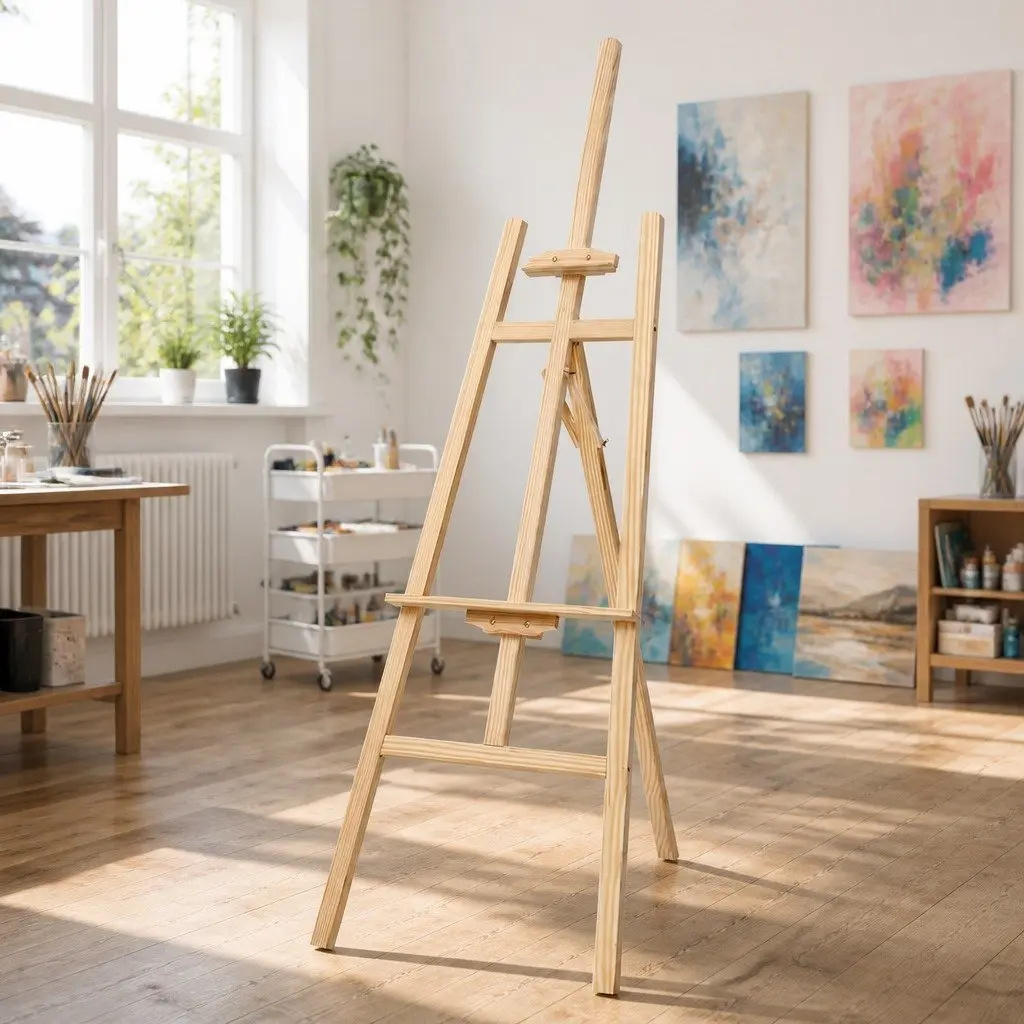 Floor Easel Pine Wood A-Frame Adjustable Height Canvas Painting Art Display