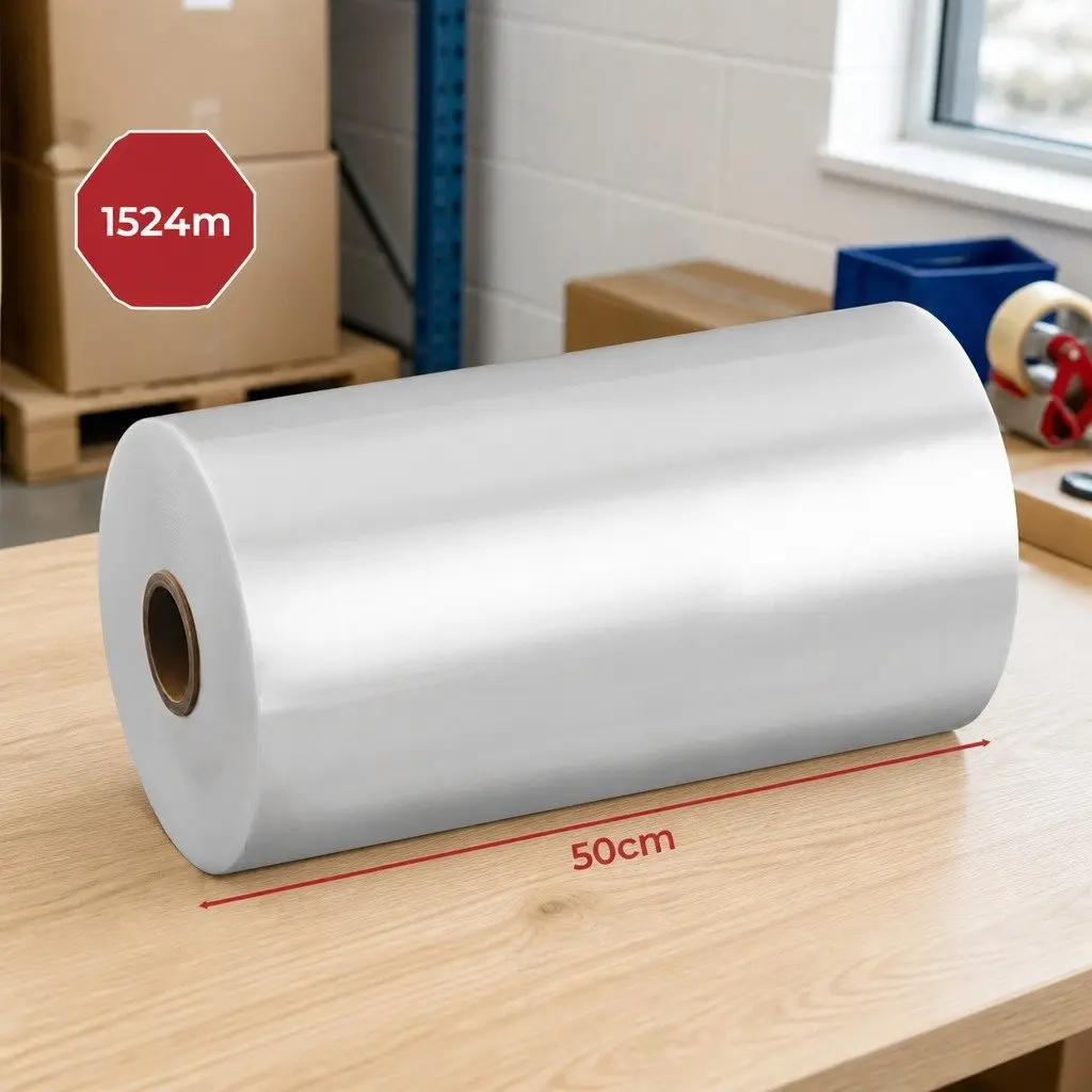 Machine Clear Stretch Film Roll 1524m x 50cm Pallet Shrink Wrap Heavy-Duty Load