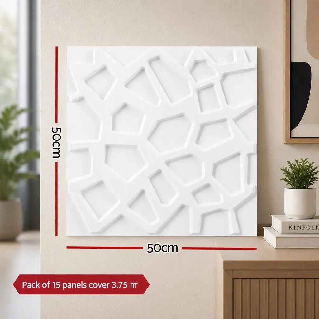 3D Wall Panels PVC Decorative Panels 50x50cm Set of 15 Feature Wall Home Decor