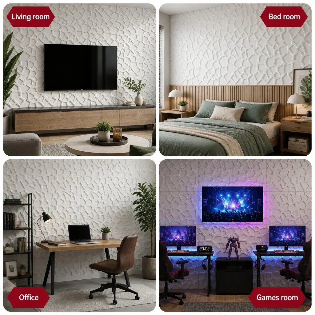 3D Wall Panels PVC Decorative Panels 50x50cm Set of 15 Feature Wall Home Decor