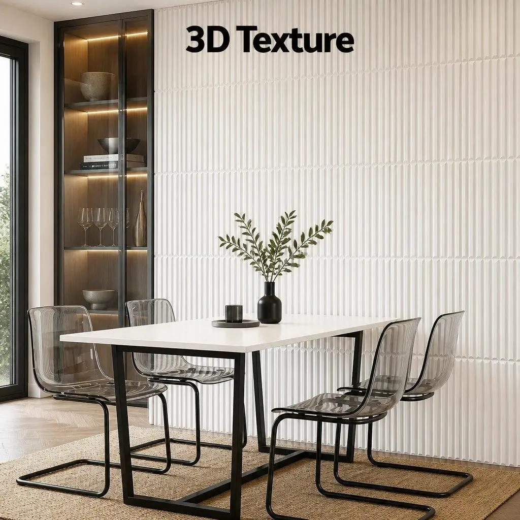 3D Vertical Wall Panels PVC Decorative Feature Wall 50x50cm White Set of 15