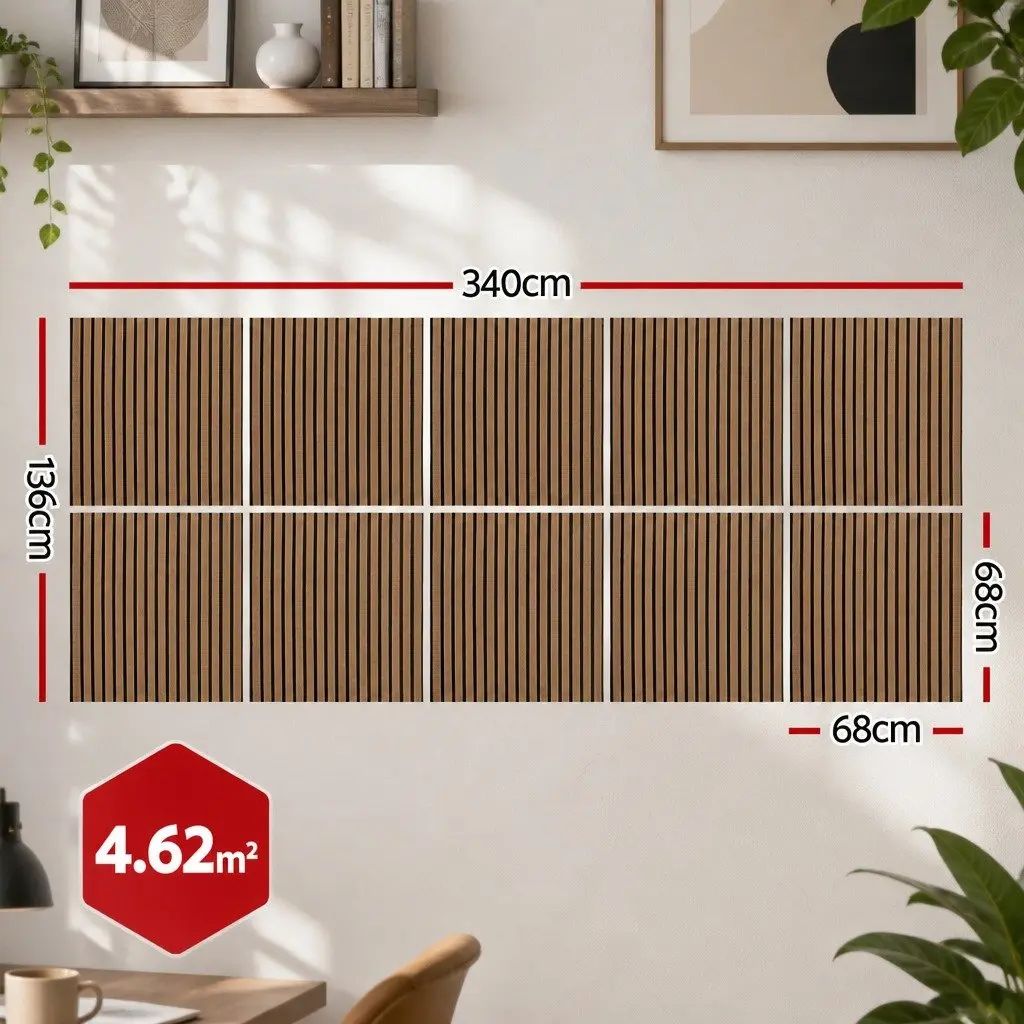 Peel and Stick Tiles Self Adhesive Wall Panels Brown 68x68cm Home Decor 10 Piece