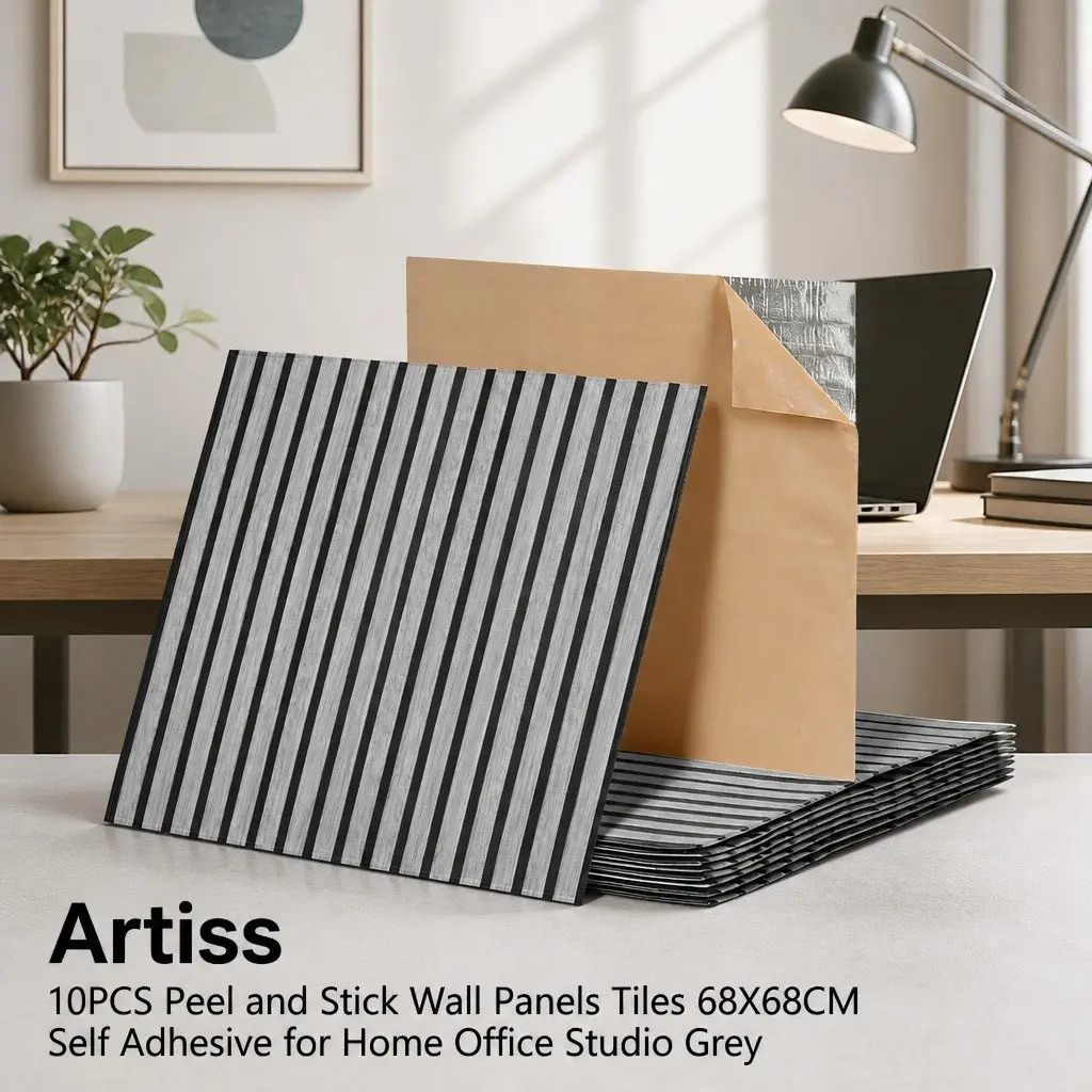 Grey Wall Panels 68x68cm Self Adhesive 10 Pack