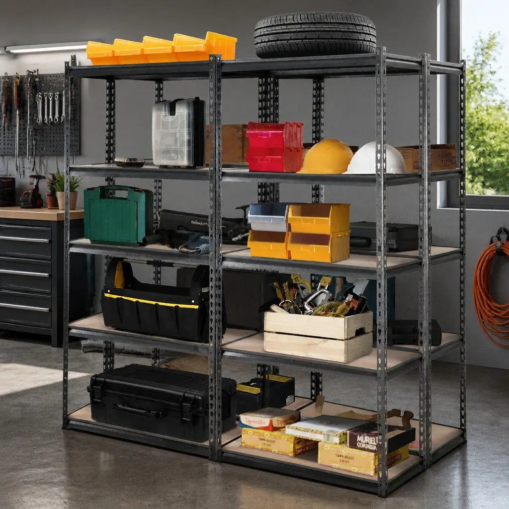 Heavy Duty 5-Tier Garage Shelving Unit 90x40x180cm Storage Rack Industrial