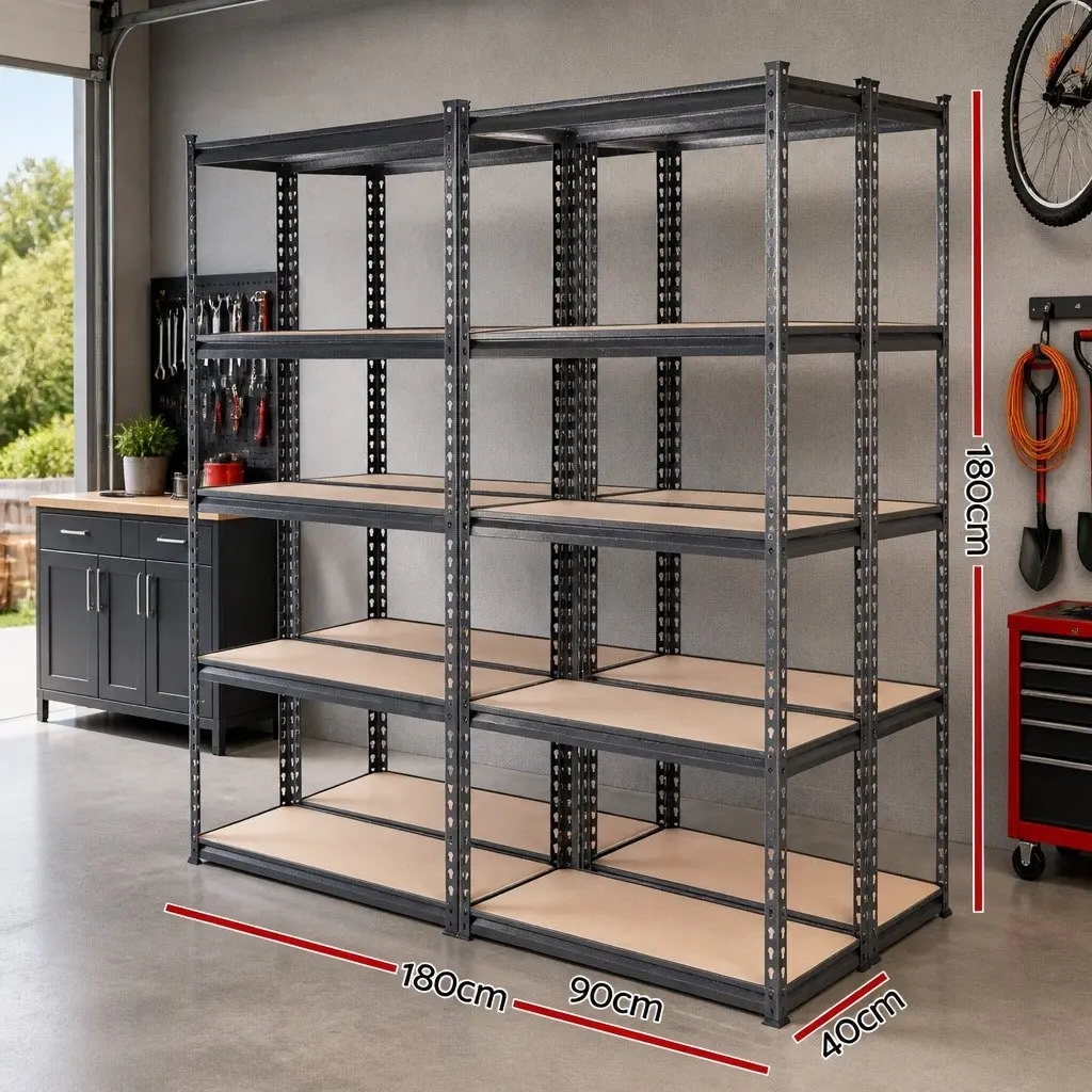 Heavy Duty 5-Tier Garage Shelving Unit 90x40x180cm Storage Rack Industrial